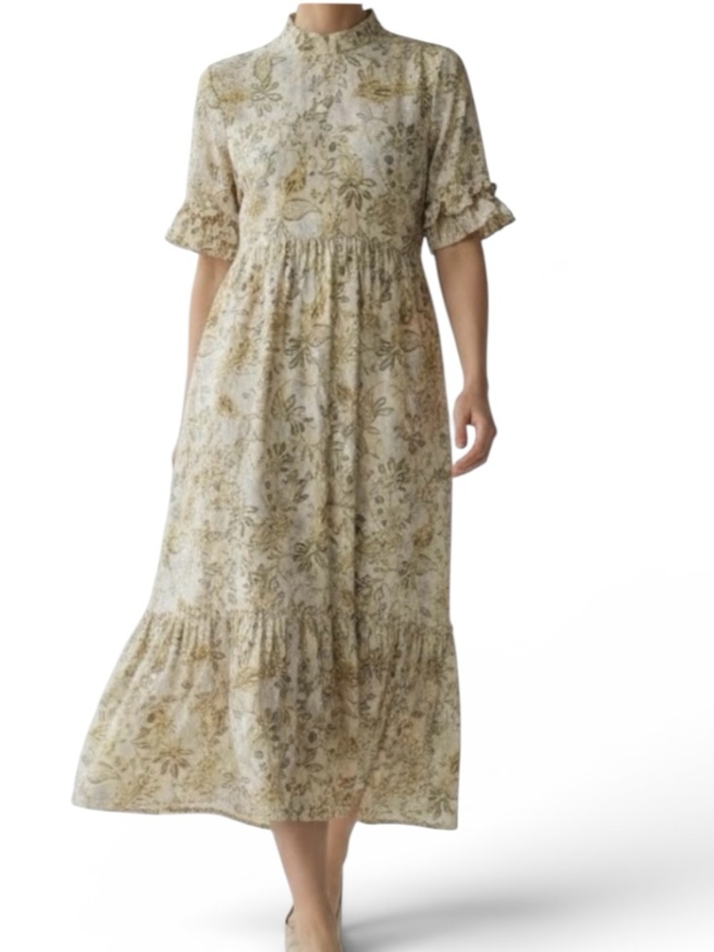 Generation Love Maria Yellow Paisley Midi Girlhood Core Babydoll Dress XS New